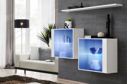 Zestaw witryn wiszących z oświetleniem w połysku BEST 3 1