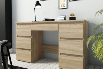 Duże biurko dąb sonoma szufladami