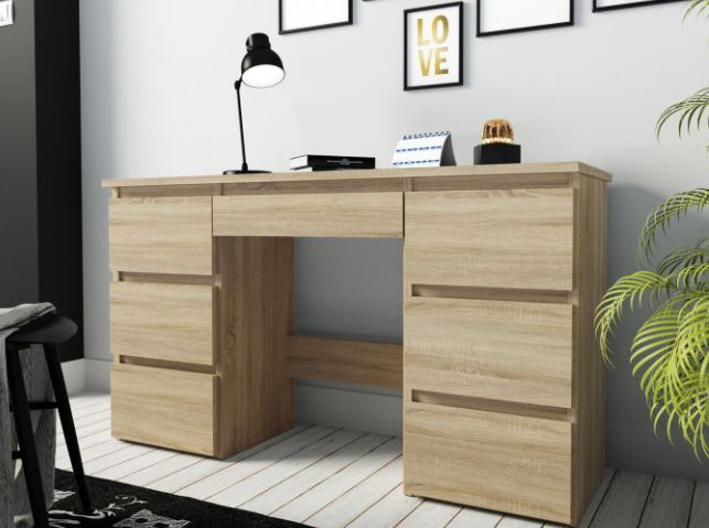 Duże biurko dąb sonoma szufladami