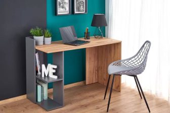 Biurko dziecięce szare z drewnem