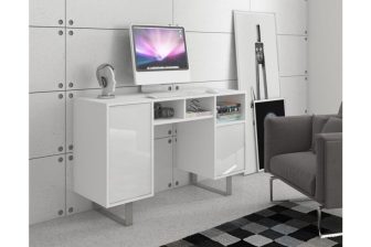 Białe połysk biurko gabinetowe
