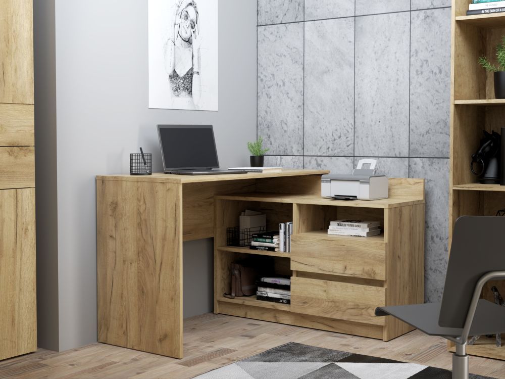 Biurko rogowe z komodą z szufladami