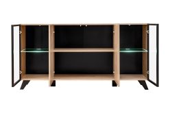 Komoda lamelowa ze szklanymi drzwiczkami 160cm LORO 2