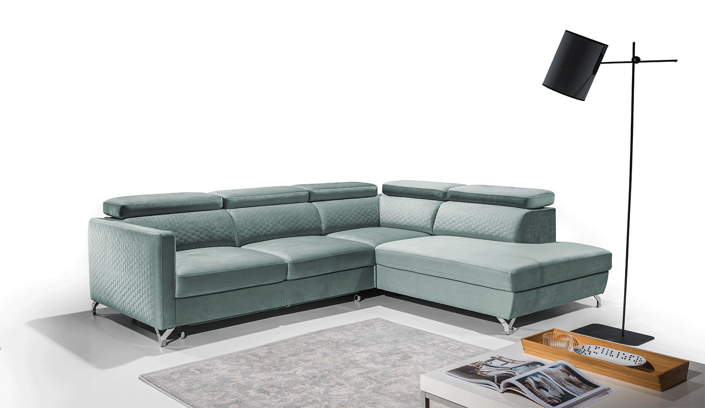 Miętowy narożnik z funkcją spania MABEL 2 1