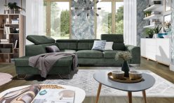 Nowoczesny narożnik do salonu z funkcją spania codziennego