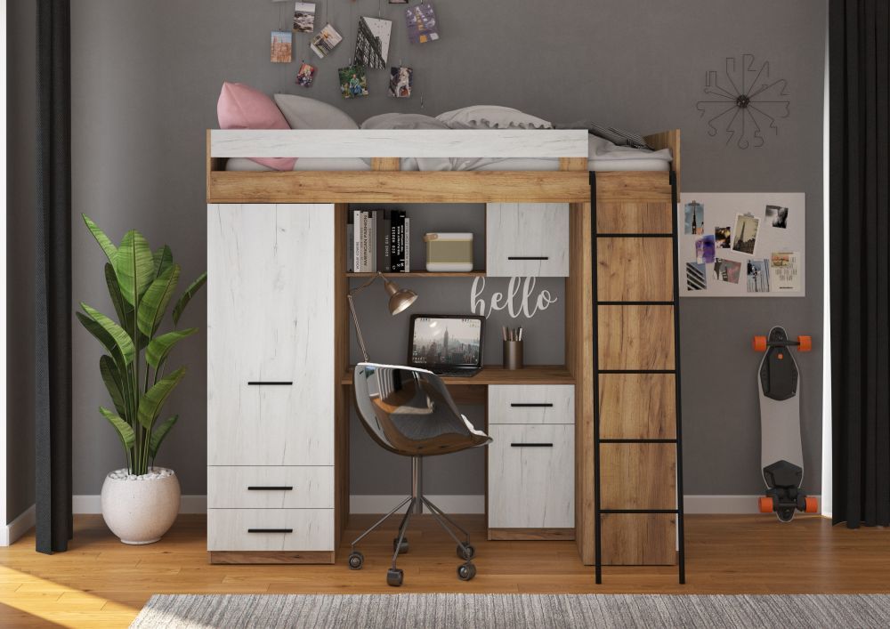 Młodzieżowe łóżko piętrowe z biurkiem
