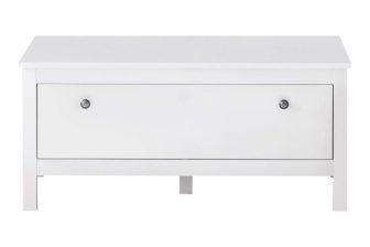 Biała klasyczna ławka do przedpokoju z szafką