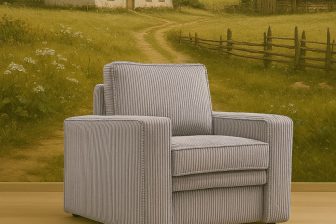 Miękki fotel sztruksowy