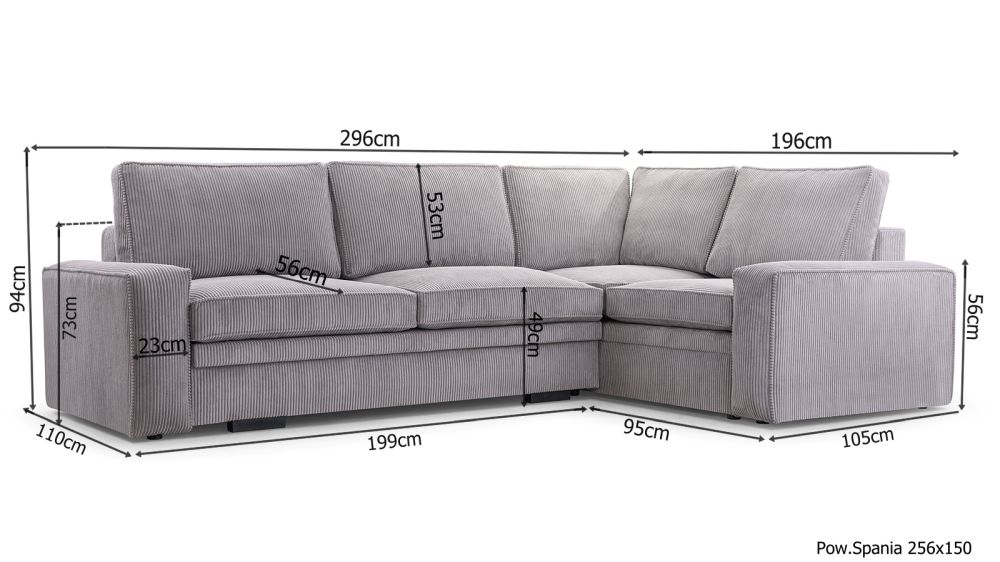 Narożnik sztruksowy rozkładany z dużą powierzchnią spania COMPLEX 8