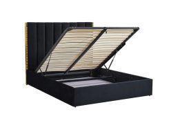 Łóżko z wysokim zagłówkiem, dużym pojemnikiem i wstawkami ze złota lub srebra PALAZZO 16