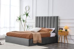 Łóżko z wysokim zagłówkiem, dużym pojemnikiem i wstawkami ze złota lub srebra PALAZZO 2