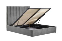 Łóżko z wysokim zagłówkiem, dużym pojemnikiem i wstawkami ze złota lub srebra PALAZZO 22