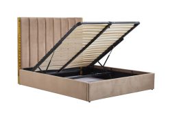 Łóżko z wysokim zagłówkiem, dużym pojemnikiem i wstawkami ze złota lub srebra PALAZZO 9