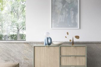 Komoday styl skandynawski z dekorem w jodełkę