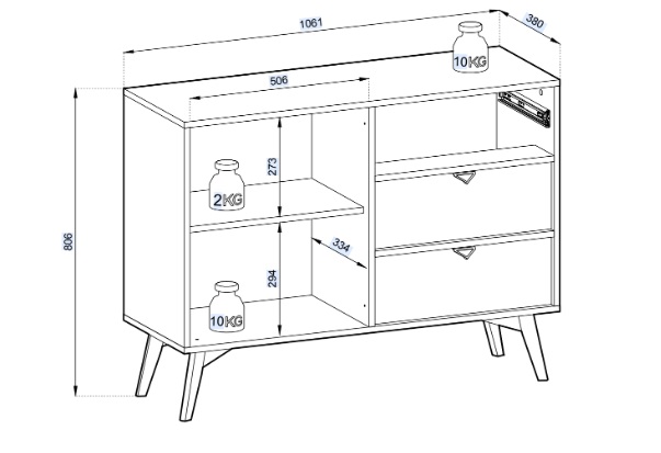 Komody z dekorem w jodełkę 106cm FUTURO 1D3SZ 3