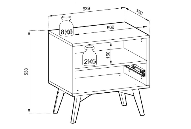 stolik nocny skandynawski z dekorem w jodełkę FUTURO - niesamowita aranżacja. 