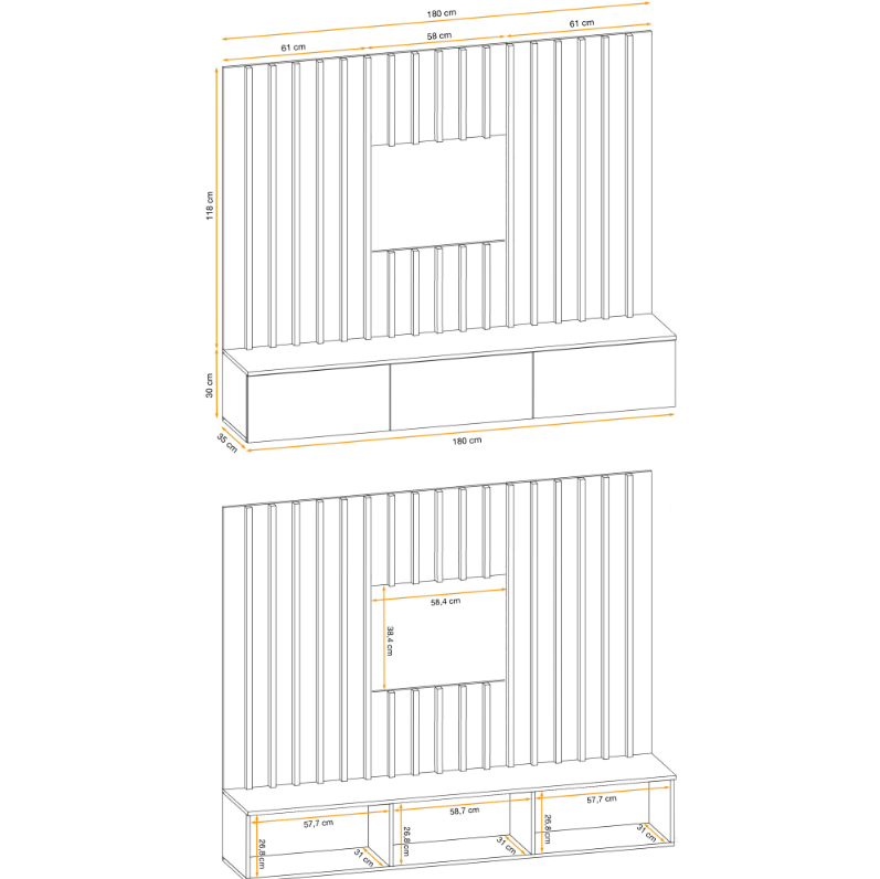 Meblościanka z lamelami na ścianę VASCO 2 1