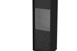 Czarna wysoka witryna z dekorem i na złotych nogach BULLO 1