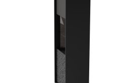 Czarna wysoka witryna z dekorem i na złotych nogach BULLO 4