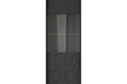 Czarna wysoka witryna z dekorem i na złotych nogach BULLO 5