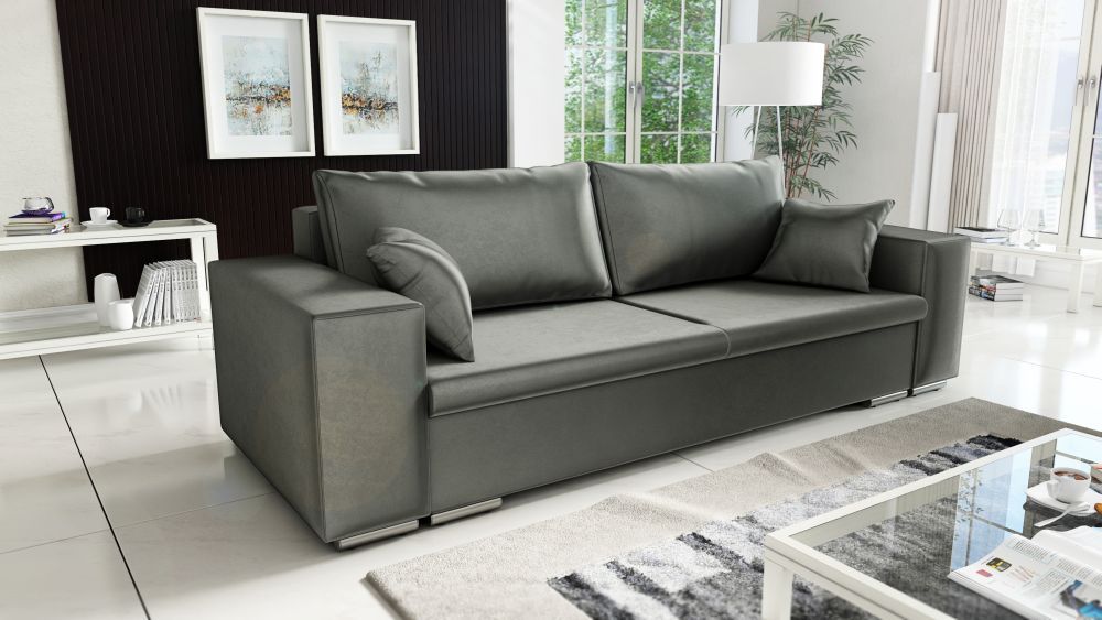 Szara sofa dwuosobowa