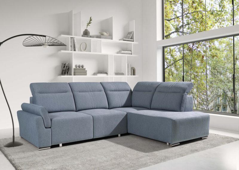 Szara sofa narożna do salonu