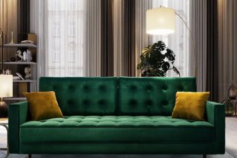 Pikowana Zielona Sofa