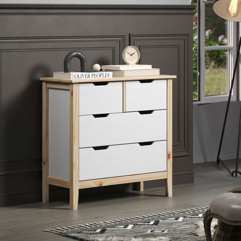 Komoda biała z drewnem