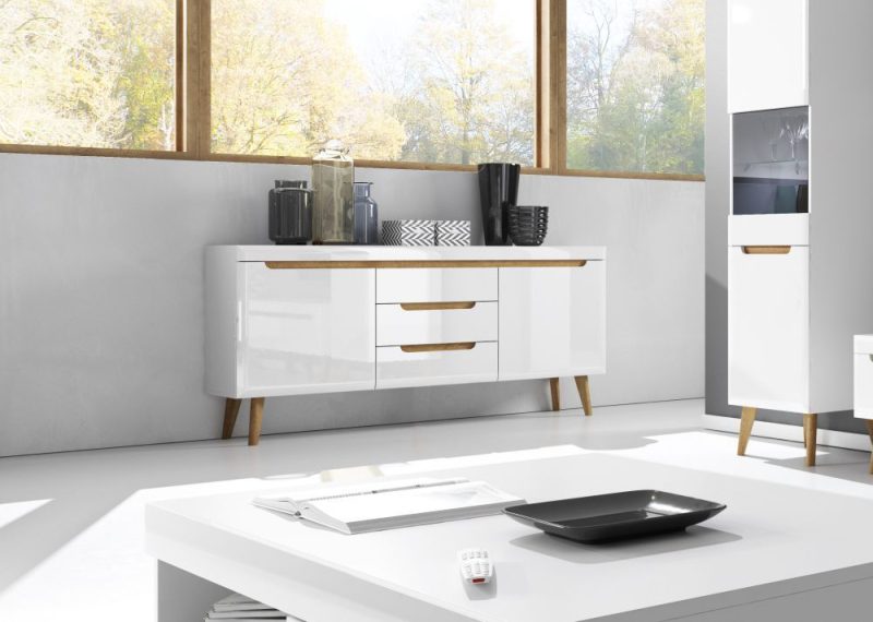 Skandynawska komoda biała połysk