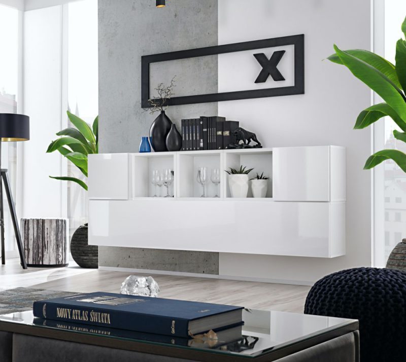 Wisząca komoda biała połysk