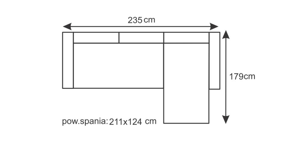Narożnik z funkcją spania do wąskiego salonu PRADO 3