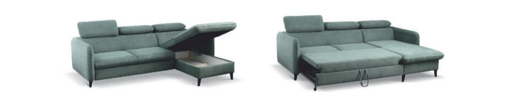 Narożnik z funkcją spania do wąskiego salonu PRADO 1