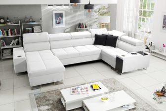 Narożnik podkowa klasy premium z barkiem do spania codziennego