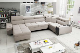 Narożnik podkowa klasy premium z barkiem do spania codziennego