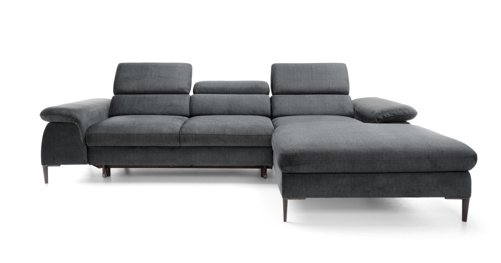 Ciemny narożnik w salonie z funkcją spania PREVIO M 1