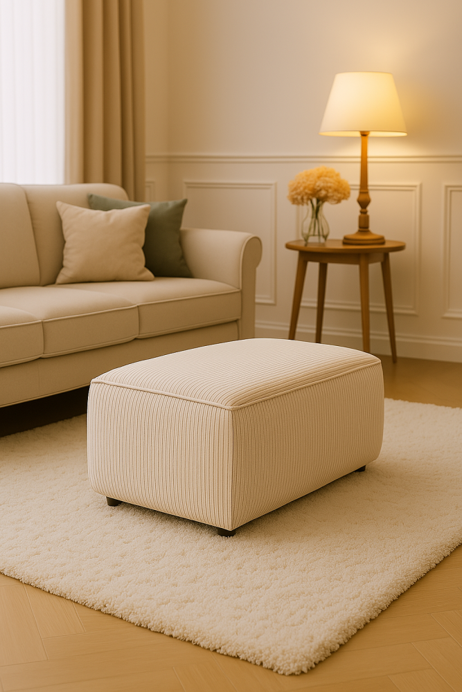 Duża pufa sztruks prostokątna, nieotwierana