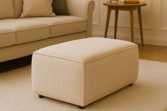 Prostokątna pufa sztruksowa bez schowka