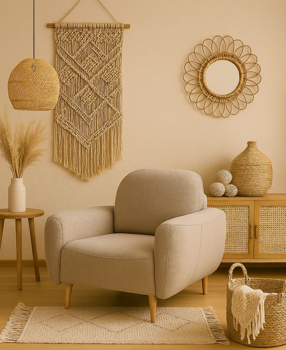 Wygodny fotel w stylu boho