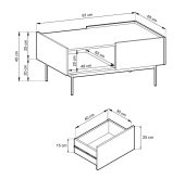 Kawowy stolik KASHMIR z szufladą 5