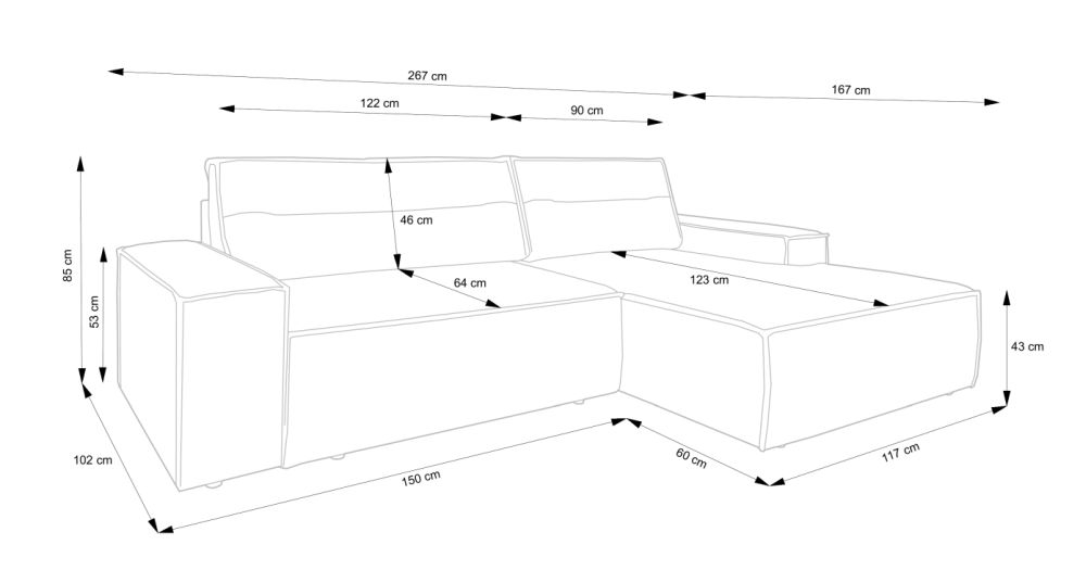 Mini kanapa narożna rozkładana BIANCO M 6