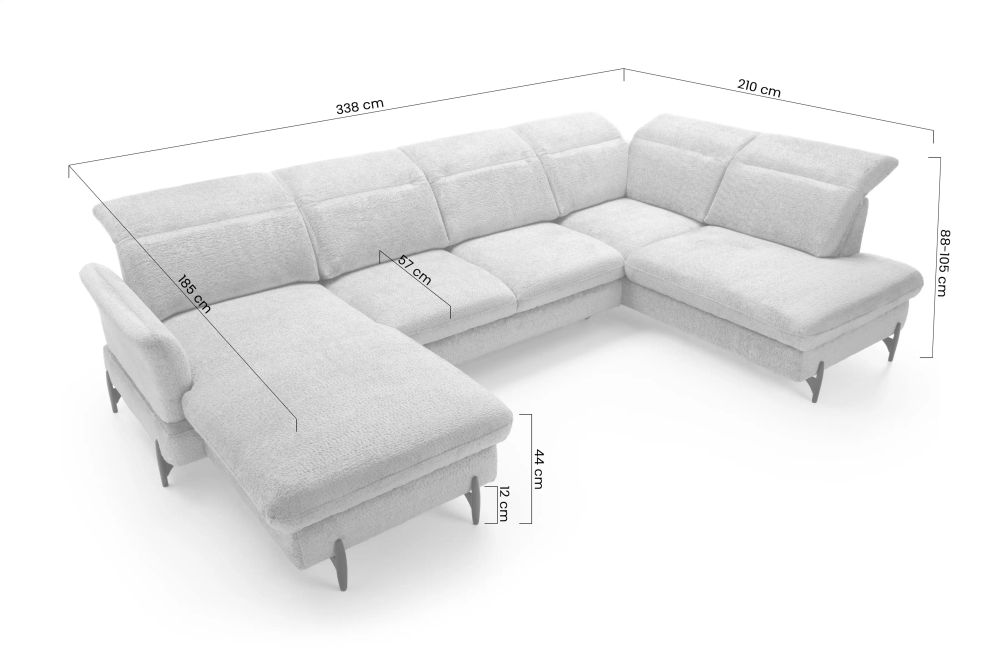 Narożnik U z funkcją spania z pianką HR SANTANA 1 10