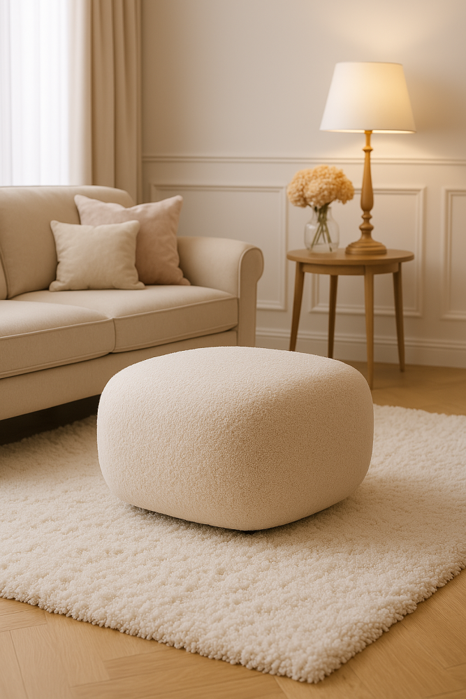 Obła pufa do kanapy