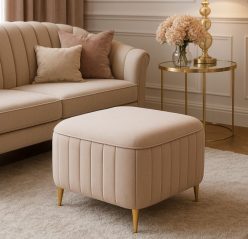 Pufa ze złotymi nogami glamour