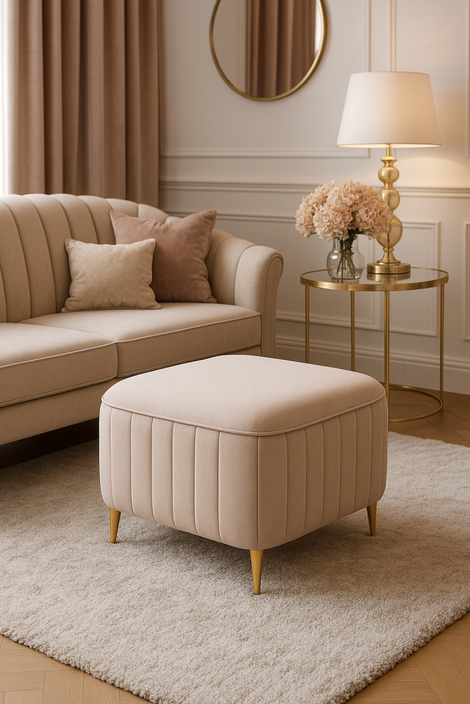 Piękna pufa glamour na złotych nogach