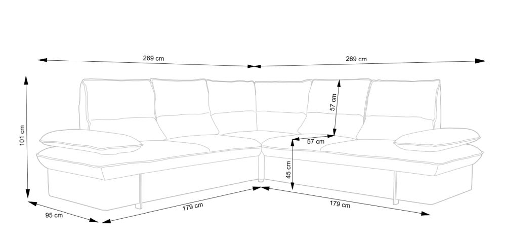 Super wygodny narożnik z funkcją spania MIRAI 5