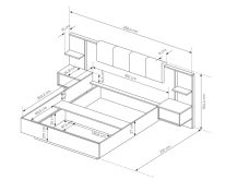 Beżowe łóżko sypialniane z pojemnikiem i ze stolikami nocnymi 160x200 DALIA 5