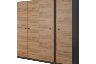 Czterodrzwiowa szafa dąb craft antracyt