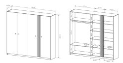 Czterodrzwiowa szafa dąb craft antracyt DENVER 4