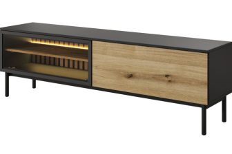 Długa szafka RTV ze szkłem z podświetleniem LED