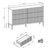 Jasnoszara komoda 6 szuflad ze strukturą 154cm NEMESIS 4